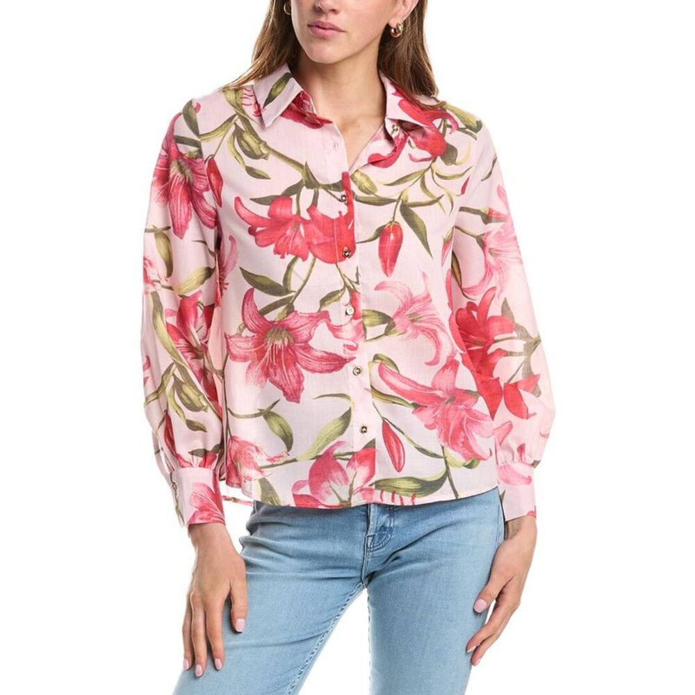 Colette Rose Womens  Button Front Top, Pink